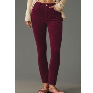 Joe Fresh maroon corduroy skinny cords, size 2, short zipper